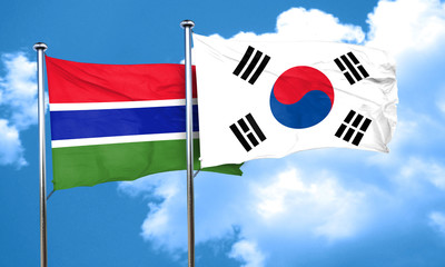 Gambia flag with South Korea flag, 3D rendering