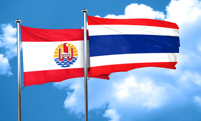 french polynesia flag with Thailand flag, 3D rendering