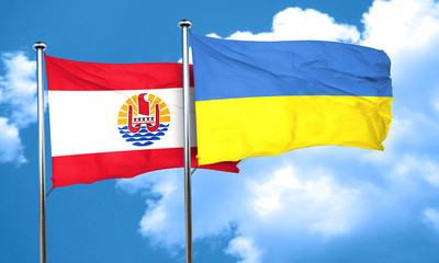 french polynesia flag with Ukraine flag, 3D rendering