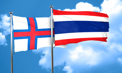 faroe islands flag with Thailand flag, 3D rendering