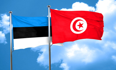 estonia flag with Tunisia flag, 3D rendering