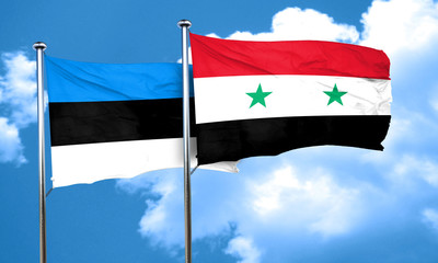 estonia flag with Syria flag, 3D rendering