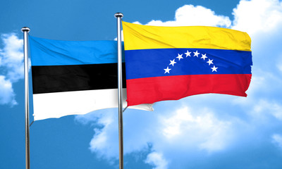 estonia flag with Venezuela flag, 3D rendering