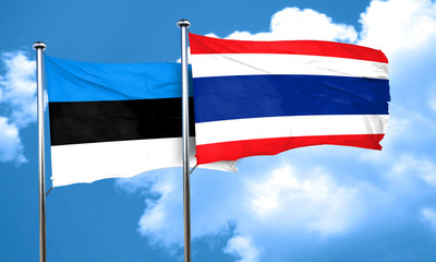 estonia flag with Thailand flag, 3D rendering