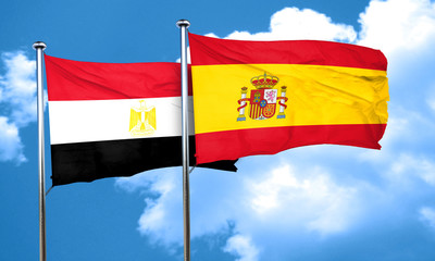 Egypt flag with Spain flag, 3D rendering