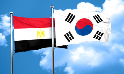 Egypt flag with South Korea flag, 3D rendering