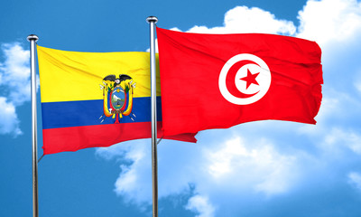 Ecuador flag with Tunisia flag, 3D rendering