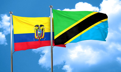 Ecuador flag with Tanzania flag, 3D rendering