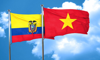 Ecuador flag with Vietnam flag, 3D rendering