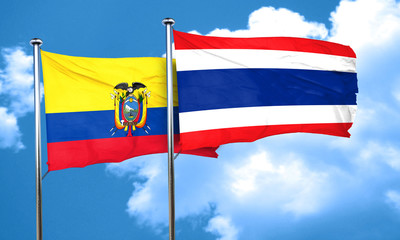 Ecuador flag with Thailand flag, 3D rendering
