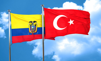 Ecuador flag with Turkey flag, 3D rendering