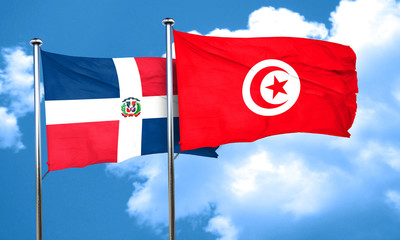 dominican republic flag with Tunisia flag, 3D rendering