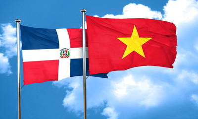 dominican republic flag with Vietnam flag, 3D rendering