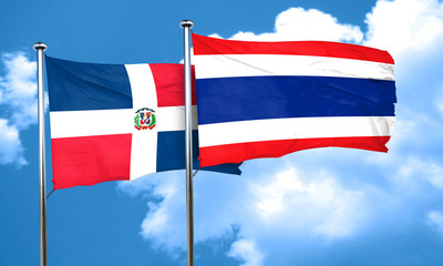 dominican republic flag with Thailand flag, 3D rendering