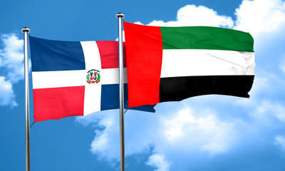 dominican republic flag with UAE flag, 3D rendering