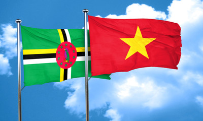 Dominica flag with Vietnam flag, 3D rendering