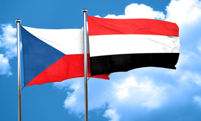 czechoslovakia flag with Yemen flag, 3D rendering