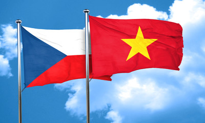 czechoslovakia flag with Vietnam flag, 3D rendering