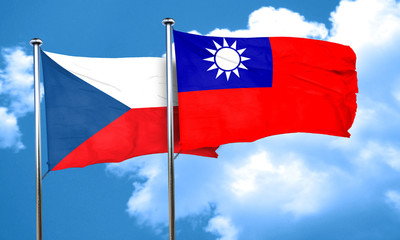 czechoslovakia flag with Taiwan flag, 3D rendering