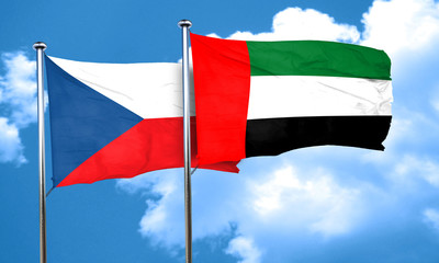czechoslovakia flag with UAE flag, 3D rendering