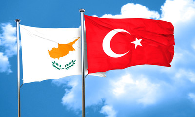 Cyprus flag with Turkey flag, 3D rendering
