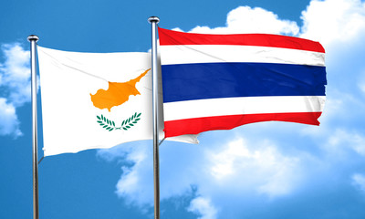 Cyprus flag with Thailand flag, 3D rendering