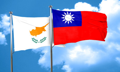 Cyprus flag with Taiwan flag, 3D rendering