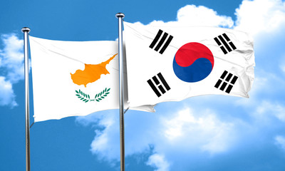 Cyprus flag with South Korea flag, 3D rendering