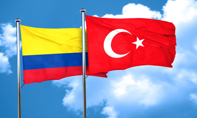 Colombia flag with Turkey flag, 3D rendering