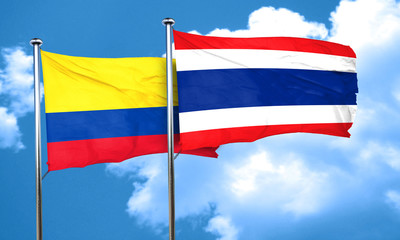 Colombia flag with Thailand flag, 3D rendering