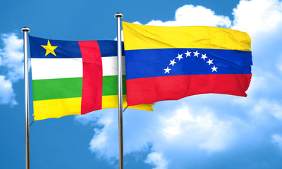 Central african republic flag with Venezuela flag, 3D rendering