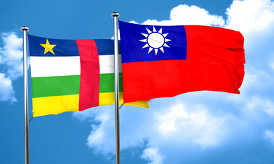 Central african republic flag with Taiwan flag, 3D rendering