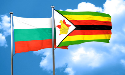 bulgaria flag with Zimbabwe flag, 3D rendering