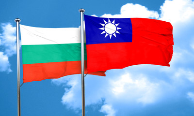 bulgaria flag with Taiwan flag, 3D rendering