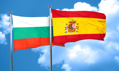 bulgaria flag with Spain flag, 3D rendering