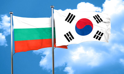 bulgaria flag with South Korea flag, 3D rendering