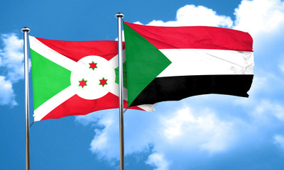 Burundi flag with Sudan flag, 3D rendering