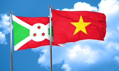 Burundi flag with Vietnam flag, 3D rendering