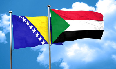 Bosnia and Herzegovina flag with Sudan flag, 3D rendering