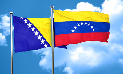 Bosnia and Herzegovina flag with Venezuela flag, 3D rendering
