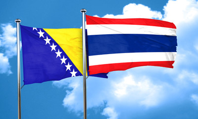 Bosnia and Herzegovina flag with Thailand flag, 3D rendering