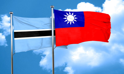Botswana flag with Taiwan flag, 3D rendering