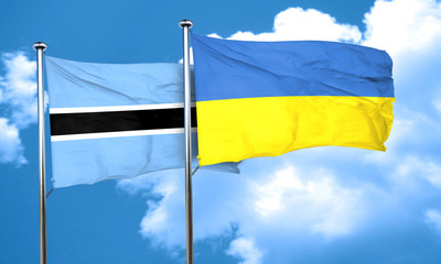 Botswana flag with Ukraine flag, 3D rendering