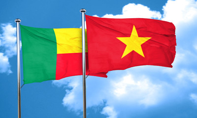 Fototapeta na wymiar Benin flag with Vietnam flag, 3D rendering
