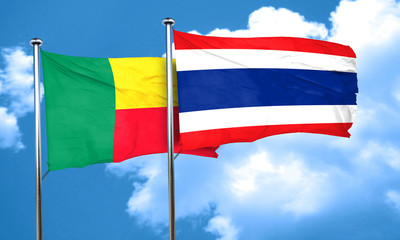 Fototapeta na wymiar Benin flag with Thailand flag, 3D rendering