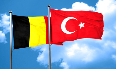 Belgium flag with Turkey flag, 3D rendering