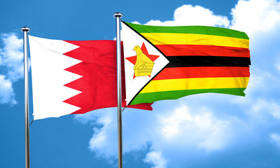 Bahrain flag with Zimbabwe flag, 3D rendering