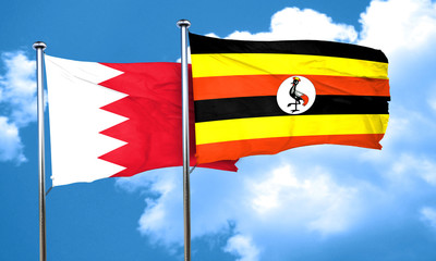 Bahrain flag with Uganda flag, 3D rendering