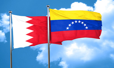 Bahrain flag with Venezuela flag, 3D rendering