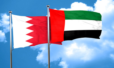 Bahrain flag with UAE flag, 3D rendering